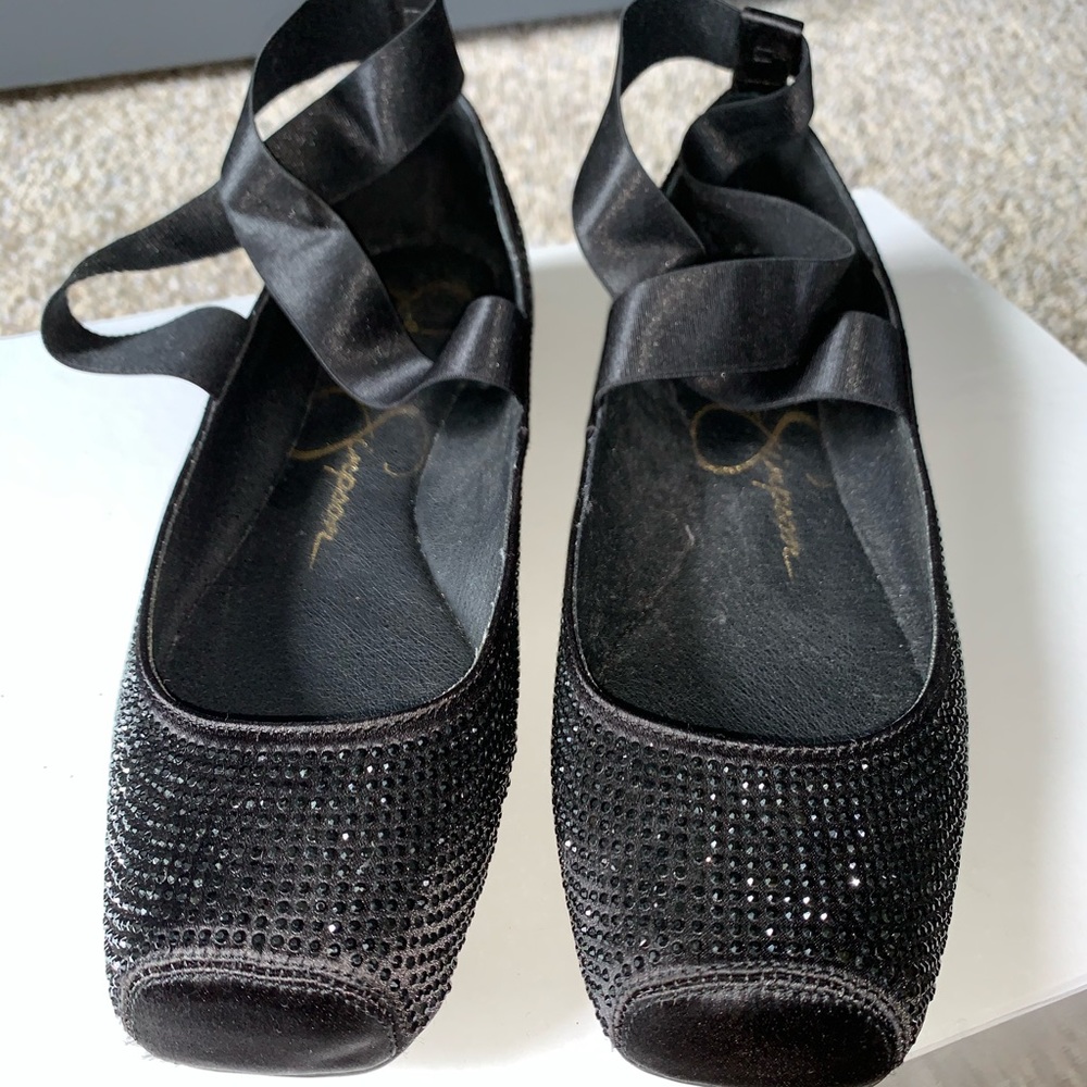 black sparkly ballerina flats